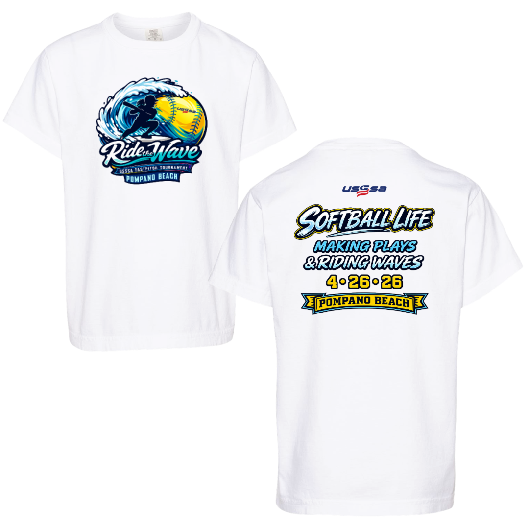 Ride the Wave Tournament Shirt 100% Cotton Comfort Colors T White
