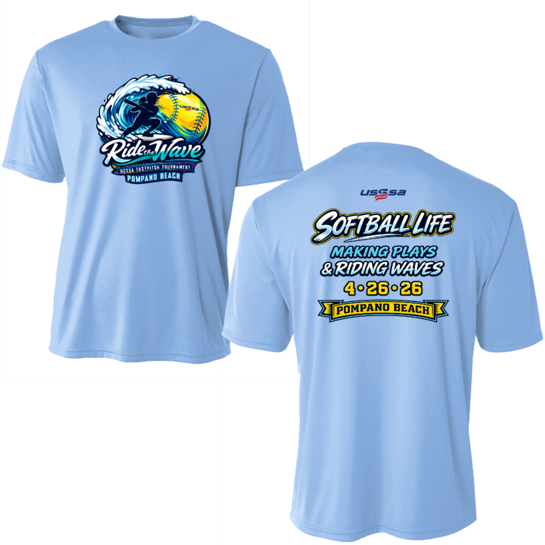 Ride the Wave Tournament Shirt Performance Short Sleeve T Light Blue