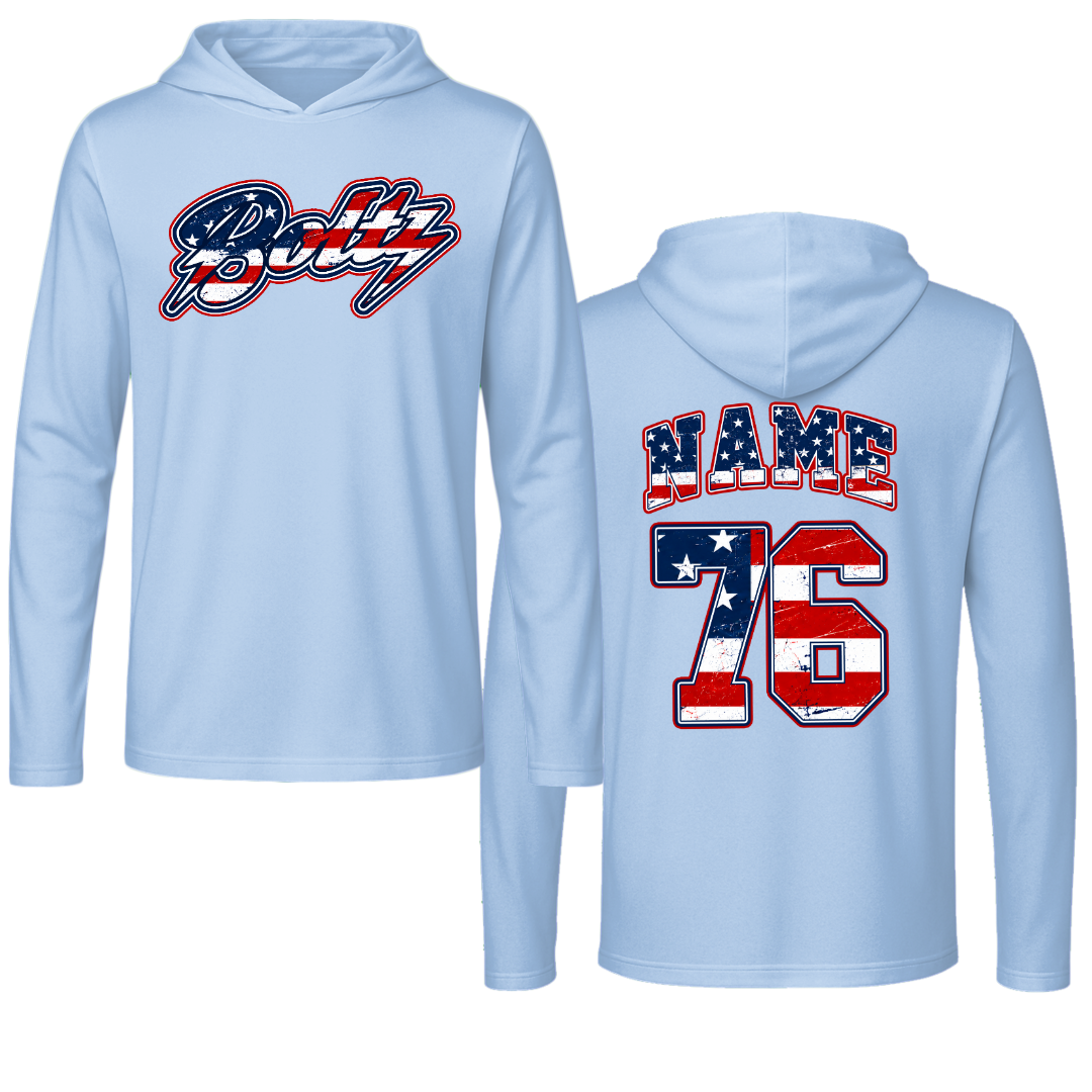 Red White Blue Performance Long Sleeve Hooded