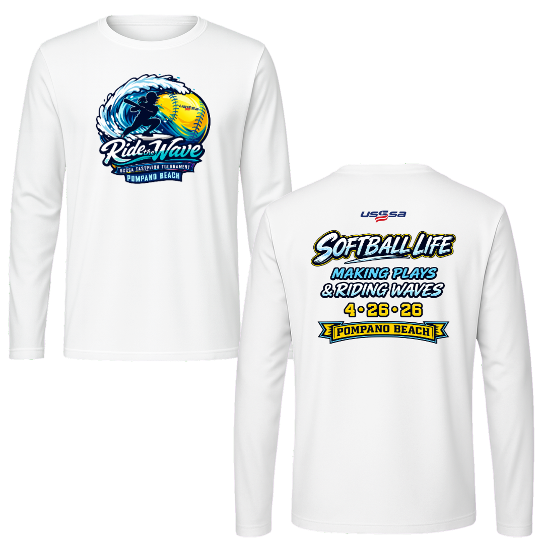 Ride the Wave Tournament Shirt Performance Long Sleeve T White