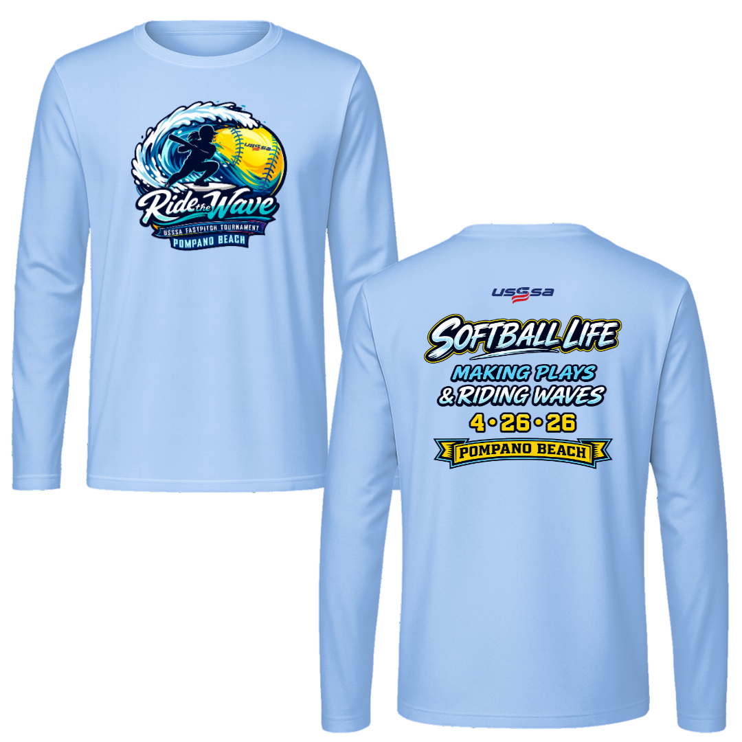 Ride the Wave Tournament Shirt Performance Long Sleeve T Light Blue