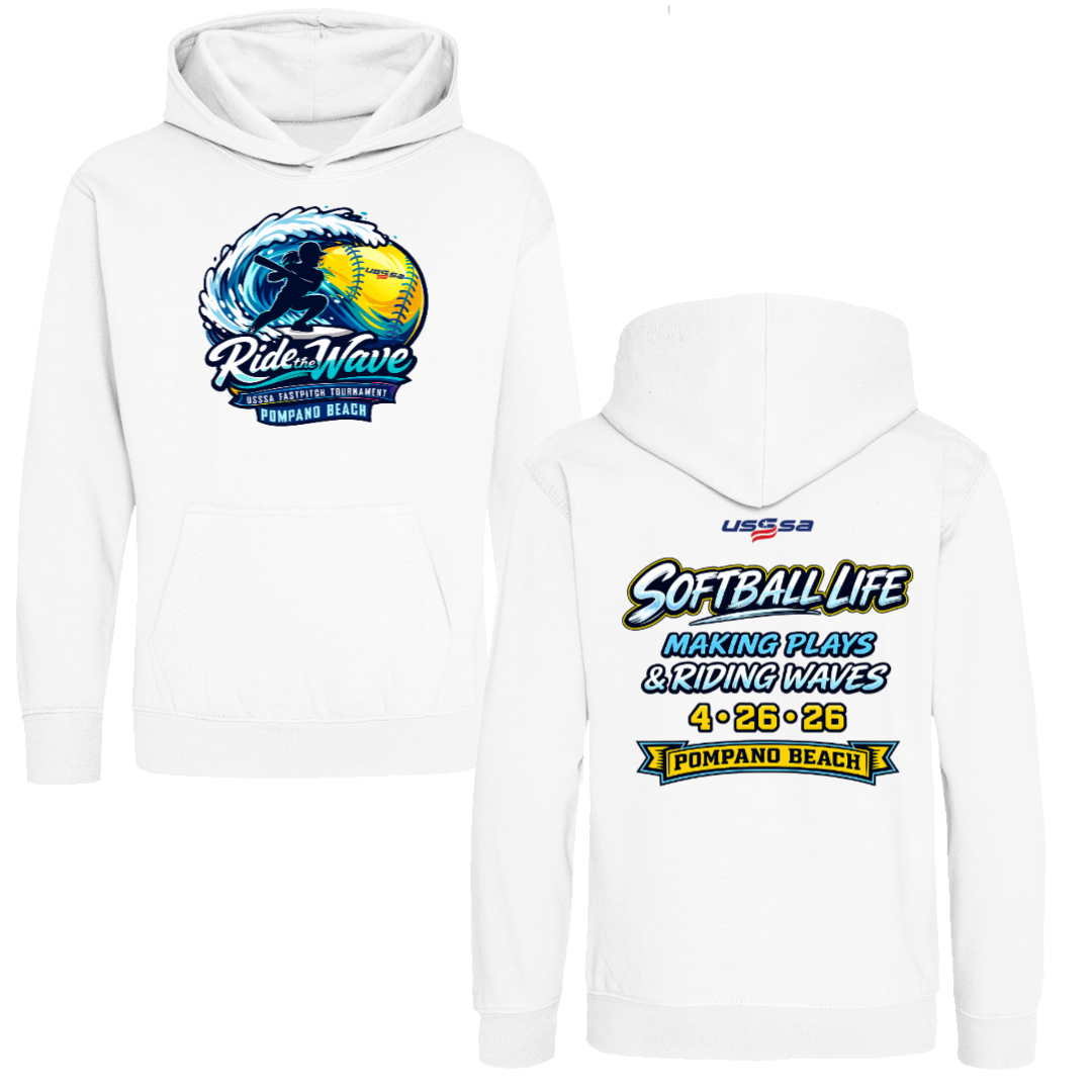 Ride the Wave Tournament Pullover Hoodie White