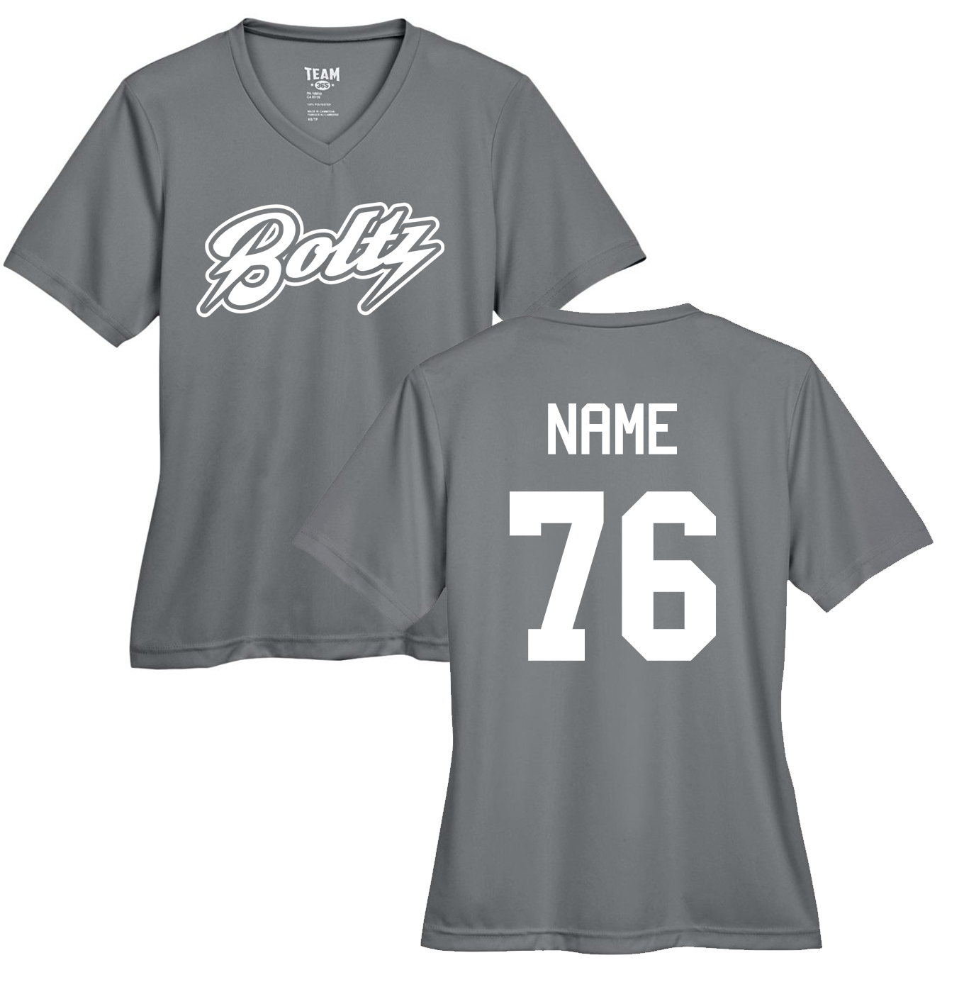 Boltz Performance Womens V Neck Short Sleeves White Logo