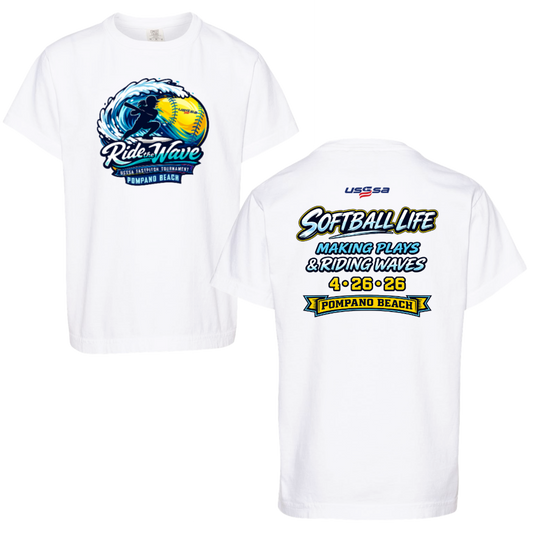 Ride the Wave Tournament Shirt 100% Cotton Comfort Colors T White