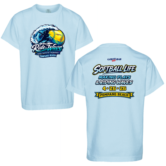 Ride the Wave Tournament Shirt 100% Cotton Comfort Colors T Chambray