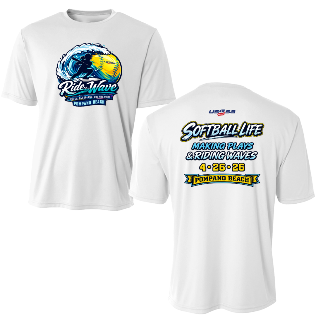 Ride the Wave Tournament Shirt Performance Short Sleeve White
