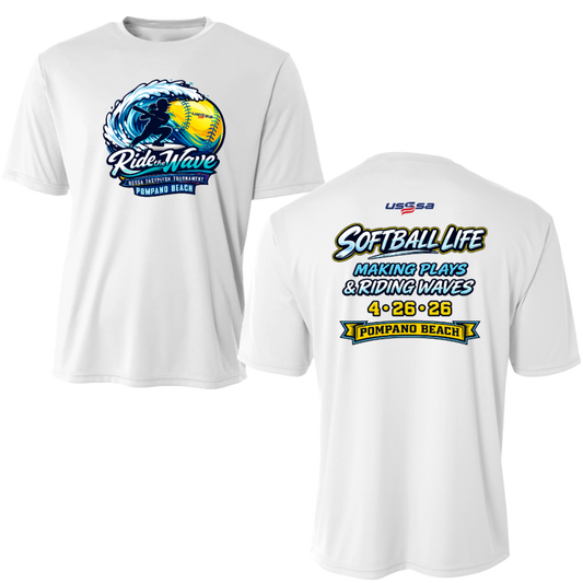 Ride the Wave Tournament Shirt Performance Short Sleeve White