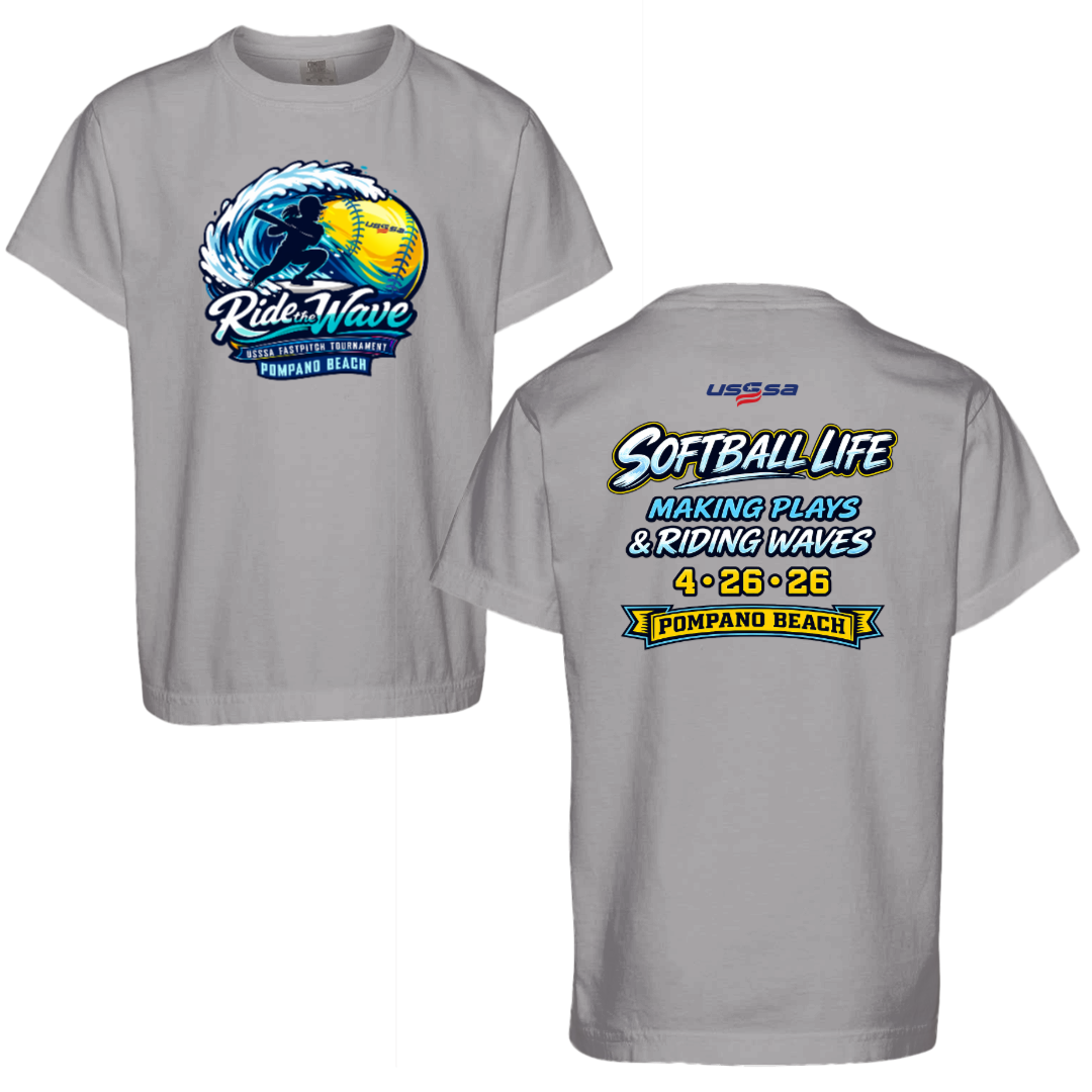 Ride the Wave Tournament Shirt 100% Cotton Comfort Colors T Gray