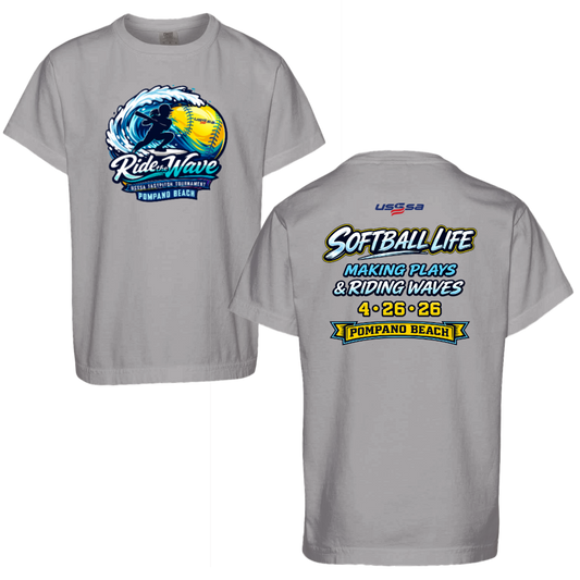 Ride the Wave Tournament Shirt 100% Cotton Comfort Colors T Gray