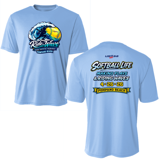 Ride the Wave Tournament Shirt Performance Short Sleeve T Light Blue
