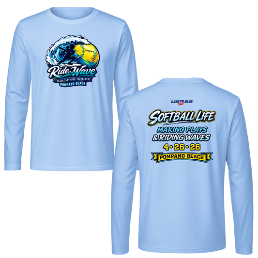 Ride the Wave Tournament Shirt Performance Long Sleeve T Light Blue