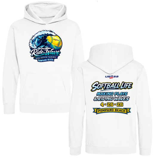 Ride the Wave Tournament Pullover Hoodie White
