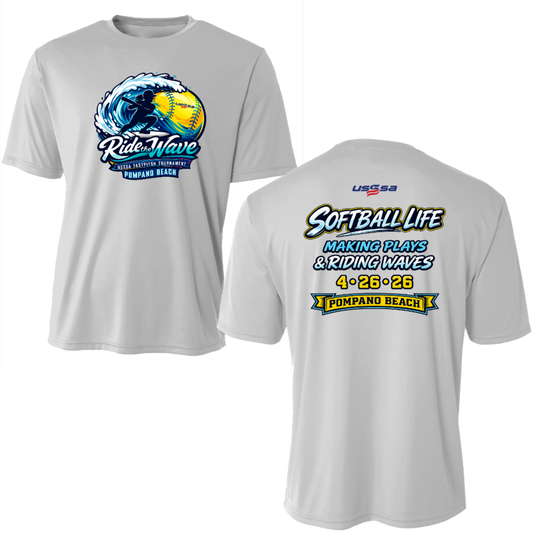 Ride the Wave Tournament Shirt Performance Short Sleeve T Silver