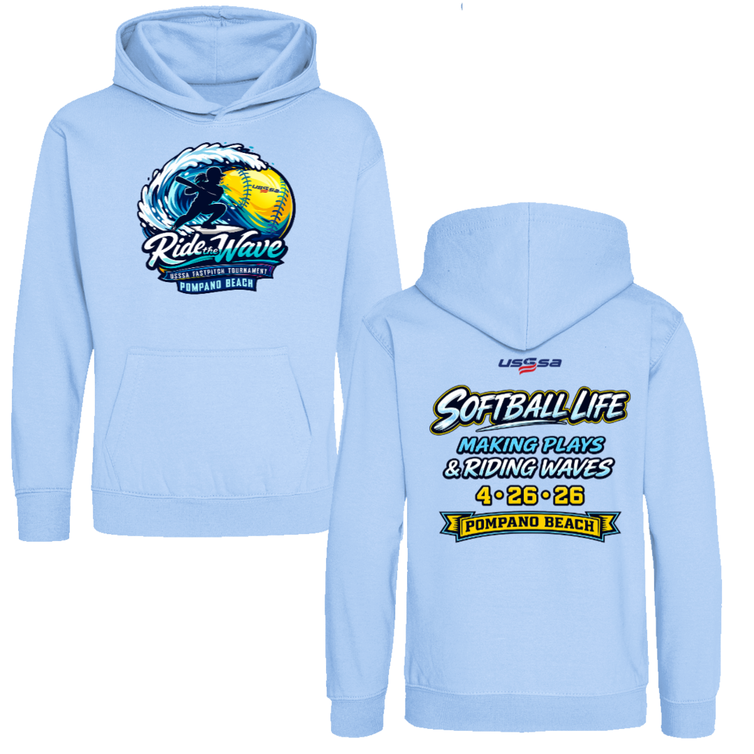 Ride the Wave Tournament Pullover Hoodie Light Blue