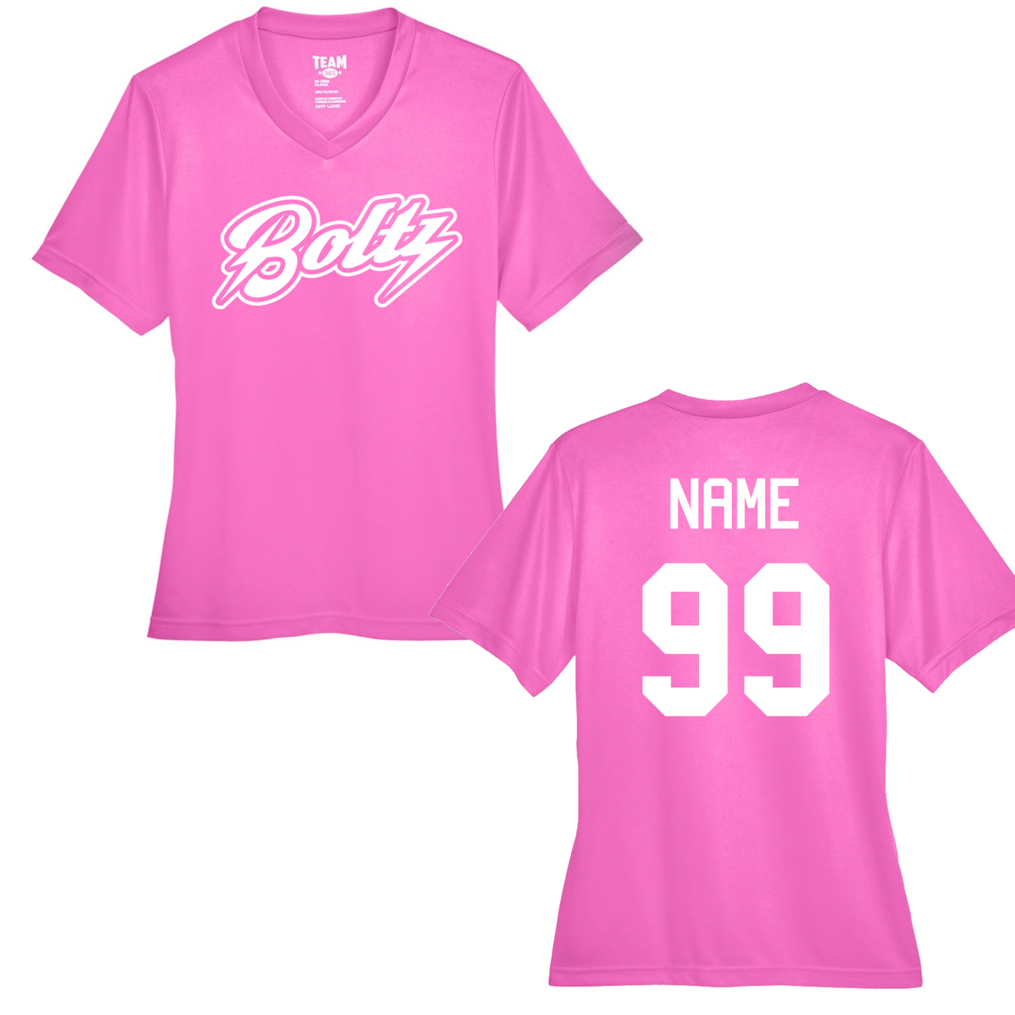 Boltz Performance Womens V Neck Short Sleeves White Logo